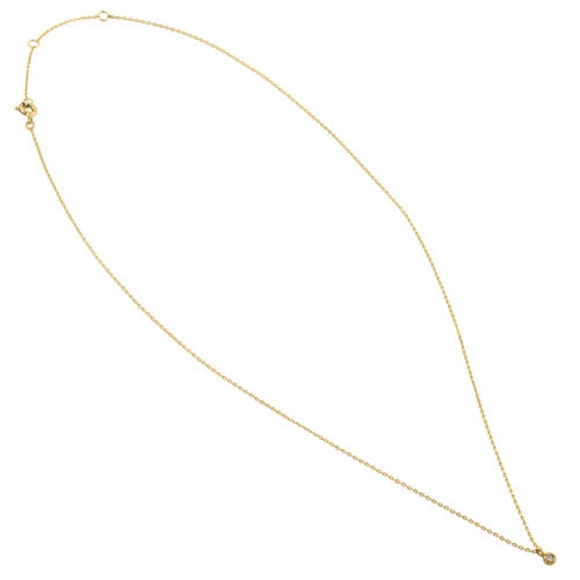 Solid 14K Yellow Gold Small Round Charm Diamond Necklace - Picture 5 of 5